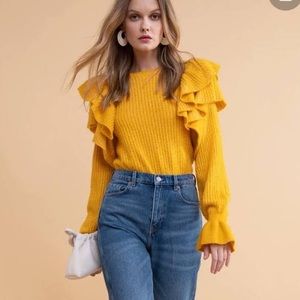 Rachel Parcell Pointelle Ruffle Sweater NWT